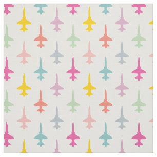 Colourful T-38 Talon Fighter Jet Pattern Pastel Fabric