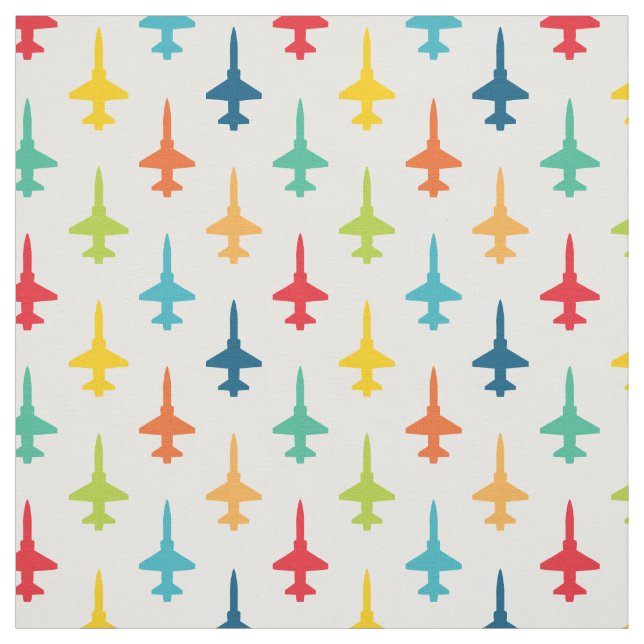 Colourful T-38 Talon Fighter Jet Pattern Primaries Fabric (Swatch)