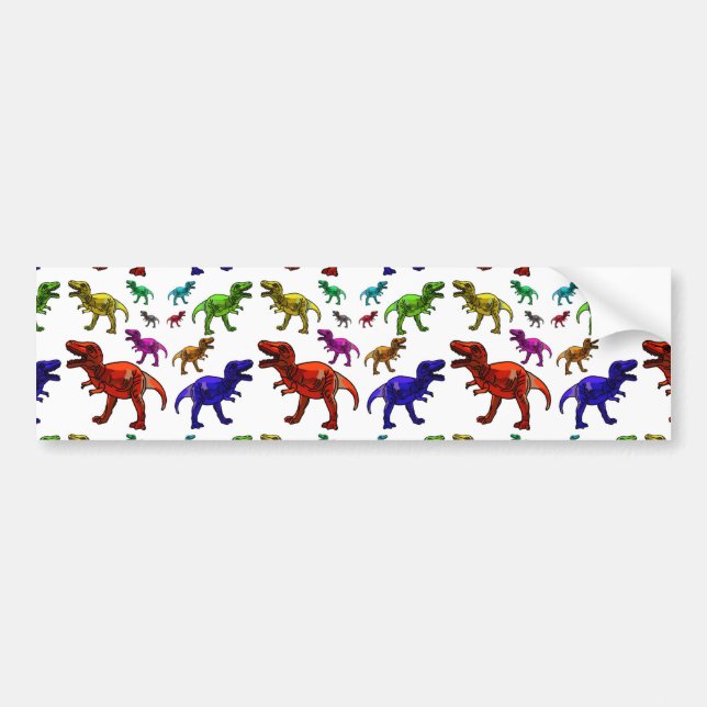 Colourful T-Rex Bumper Sticker (Front)