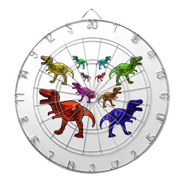 Colourful T-Rex Dartboard (Front)