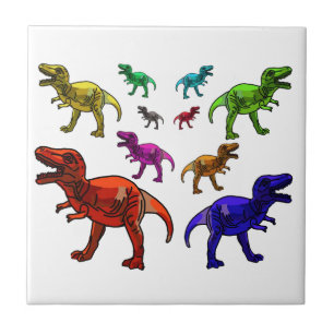 Colourful T-Rex Tile