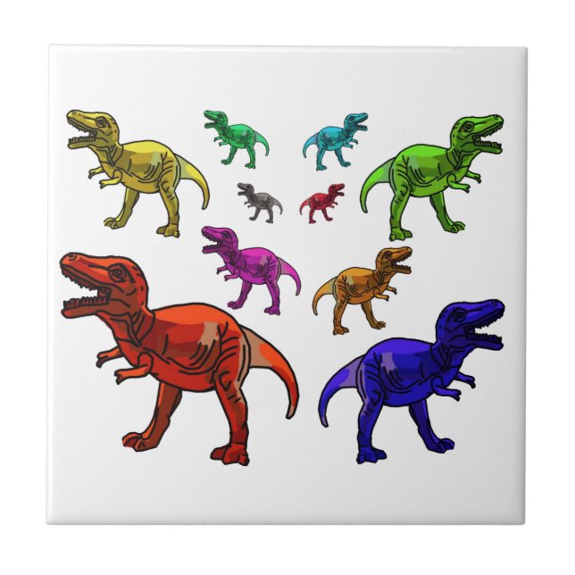 Colourful T-Rex Tile (Front)