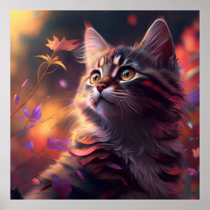 Colourful Tabby Kitten Poster