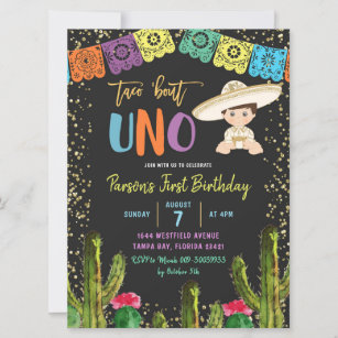 Colourful Taco Bout Uno Birthday Invitation