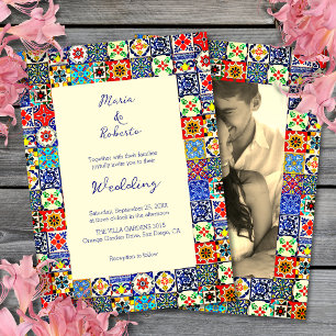 Colourful Talavera Tile Mexican Wedding Invitation