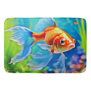 Colourful Tank Goldfish Design Bath Mat