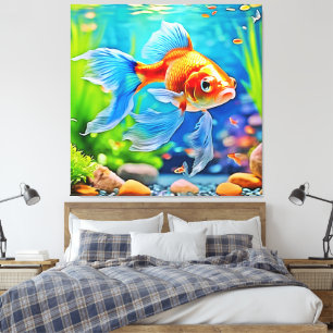 Colourful Tank Goldfish Design Canvas Print
