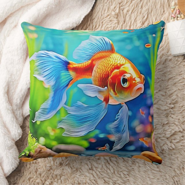 Colourful Tank Goldfish Design Cushion (Blanket)