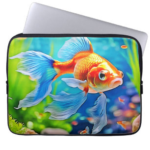 Colourful Tank Goldfish Design Laptop Sleeve
