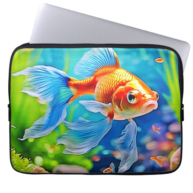 Colourful Tank Goldfish Design Laptop Sleeve (Front)