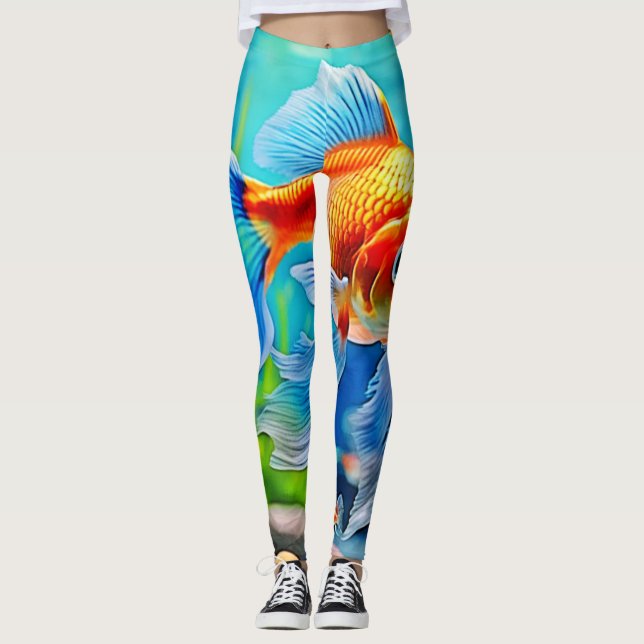 Colourful Tank Goldfish Design Leggings (Front)