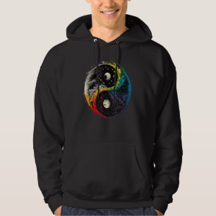 Colourful Taoism Yin Yang Symbol on Zen Taijitu Yi Hoodie