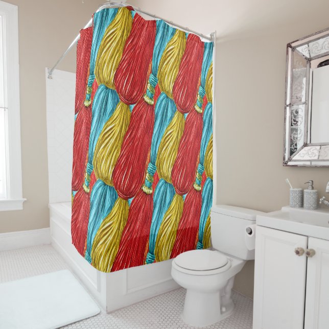 Colourful Tassels Shower Curtain (In Situ)
