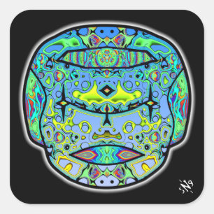 Colourful tattooed skull v5 square sticker