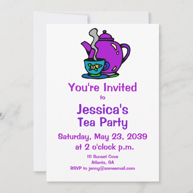 Colourful Tea Party Invitations (Front)
