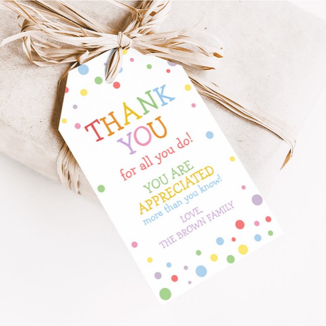 Colourful Teacher Appreciation Favour Tags (Teacher Appreciation Favor Tags )