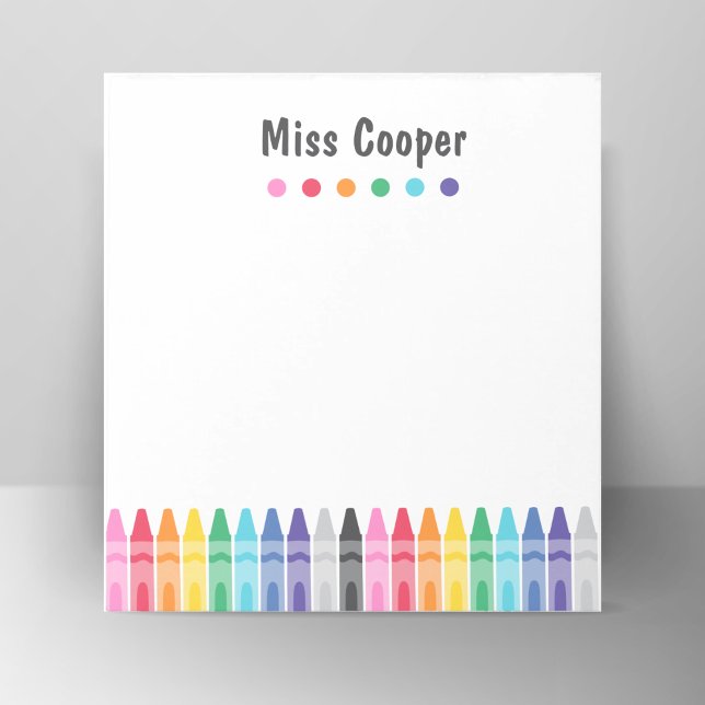 Colourful Teacher Appreciation Notepad (Rainbow Crayons Preschool Teacher Notepad)
