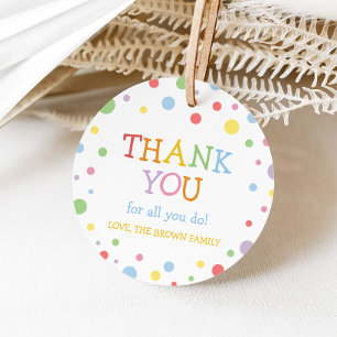 Colourful Teacher Appreciation Round Favour Tags