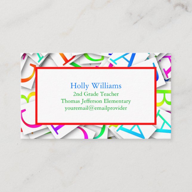 Colourful Teacher Business Card (Front)