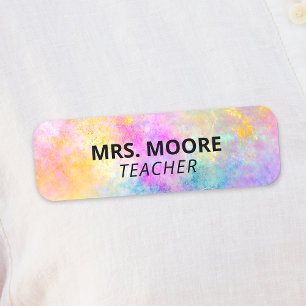 Colourful Teacher ID Safety Pin or Magnetic Clothe Name Tag
