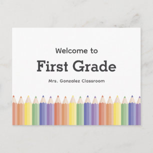 Colourful Teacher Welcome Back to School Postcard