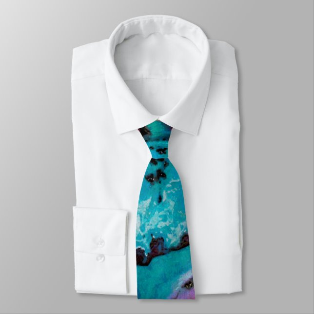 Colourful Teal Abstract Painting  Tie (Tied)