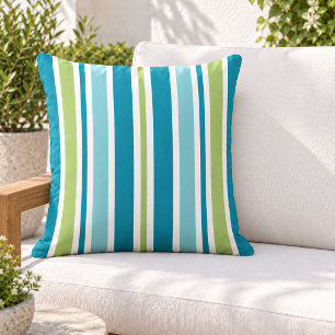 Colourful Teal Green Aqua Vertical Stripe Cushion