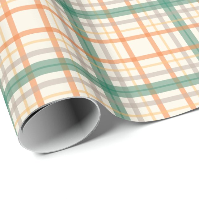 Colourful Teal Plaid Pattern Gift Wrap (Roll Corner)