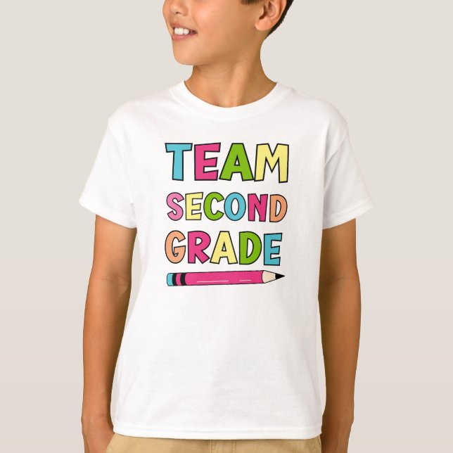Colourful Team Second Grade Back To School T-Shirt (Front)