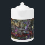 Colourful Teapot of Hummingbirds in Flight<br><div class="desc">The windy brushstrokes and layered colours capture these flying beauties making this teapot a work of art!</div>
