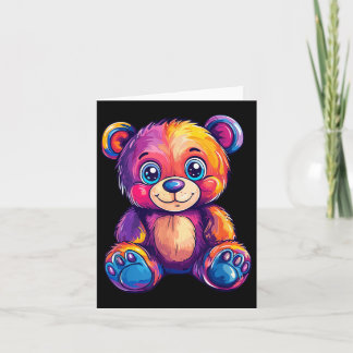 Colourful Teddy Bear With Big Eyes  Card