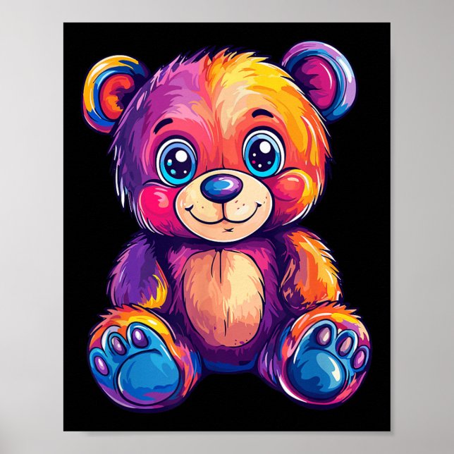 Colourful Teddy Bear With Big Eyes  Poster (Front)