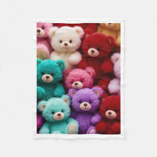 Colourful Teddy Bears Sherpa Throw Fleece Blanket