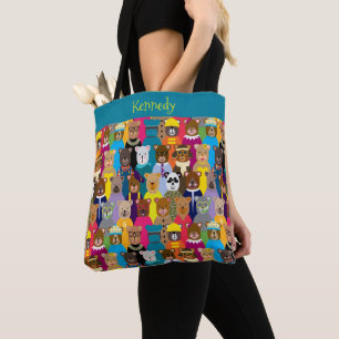Colourful Teddy Bears with Many Professions Tote Bag