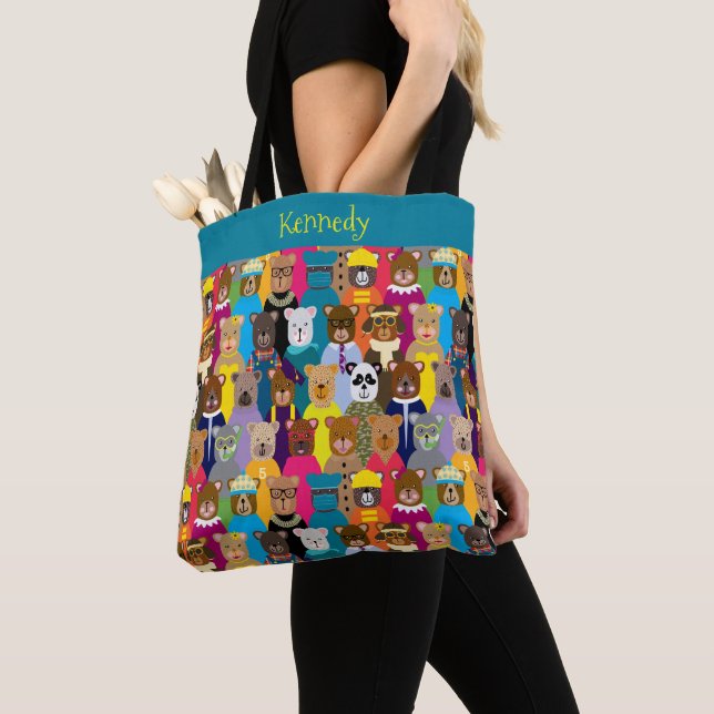 Colourful Teddy Bears with Many Professions Tote Bag (Close Up)