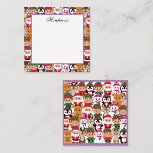 Colourful Teddy Christmas with Many Professions   Card