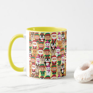 Colourful Teddy Christmas with Many Professions Mug