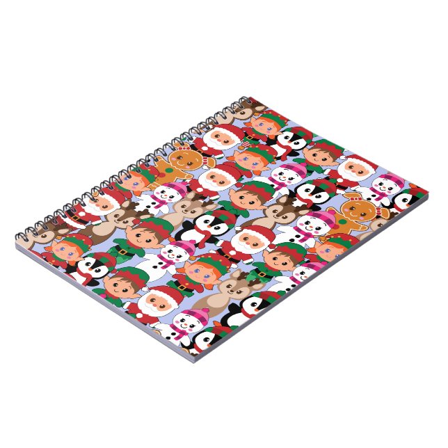 Colourful Teddy Christmas with Many Professions  Notebook (Left Side)