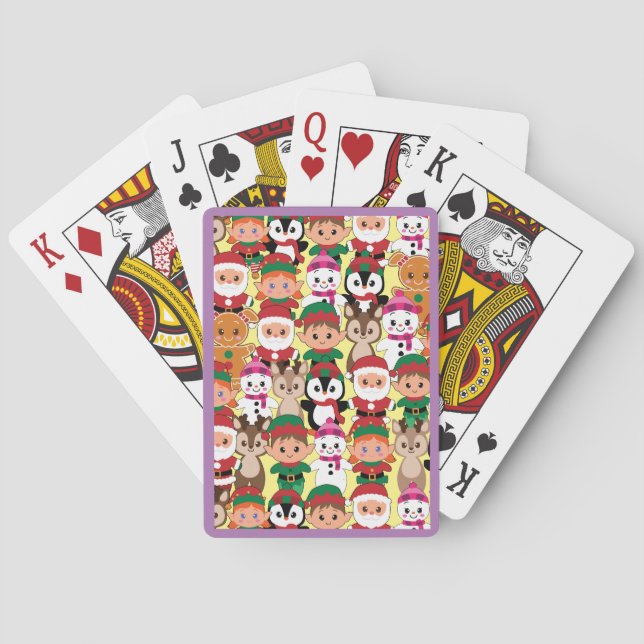 Colourful Teddy Christmas with Many Professions Playing Cards (Back)