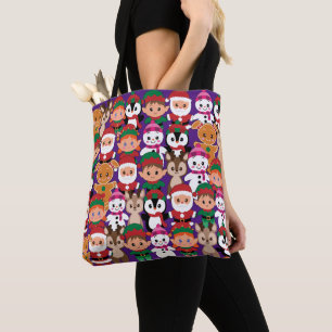 Colourful Teddy Christmas with Many Professions Tote Bag