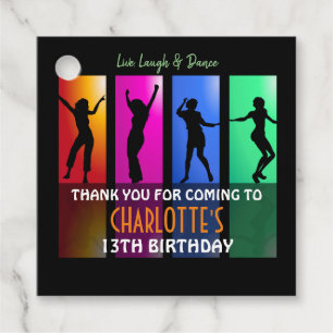Colourful Teenager Disco Party Birthday Favour Tags