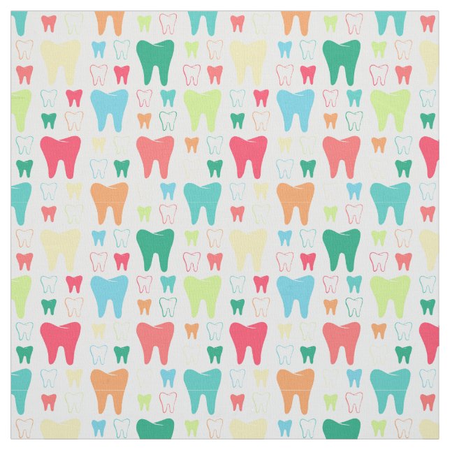 Colourful Teeth Pattern Fabric (Swatch)