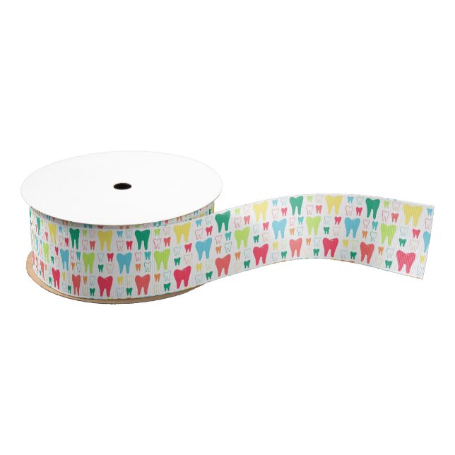 Colourful Teeth Pattern Grosgrain Ribbon (Spool)