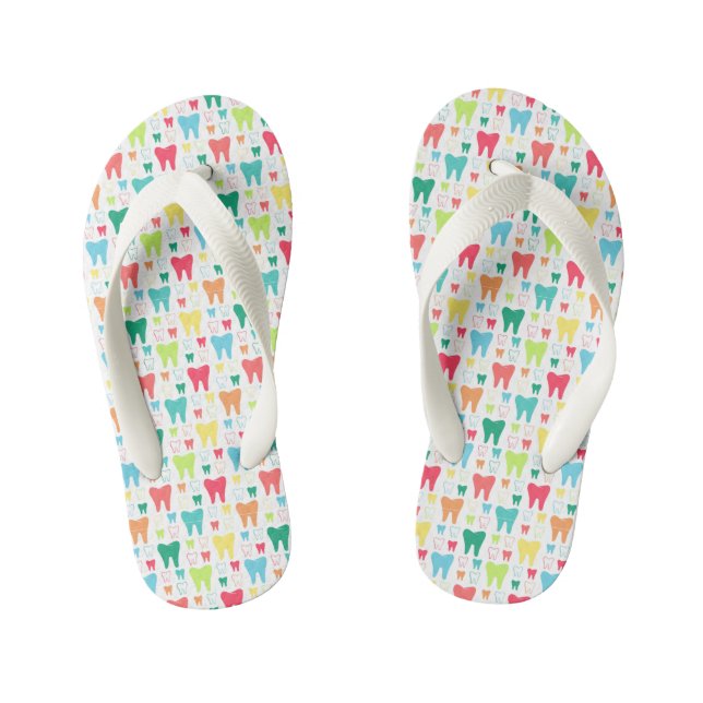 Colourful Teeth Pattern Kid's Jandals (Footbed)