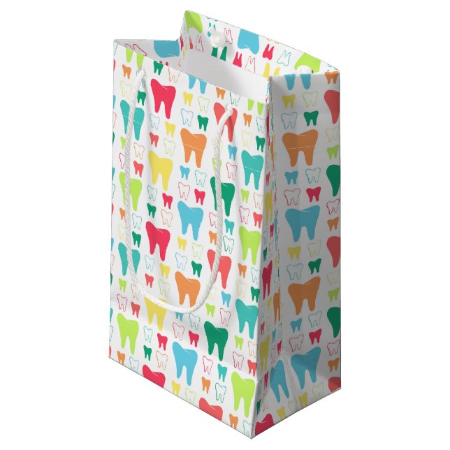 Colourful Teeth Pattern Small Gift Bag (Front Angled)