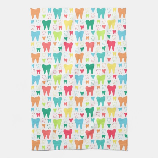 Colourful Teeth Pattern Tea Towel (Vertical)