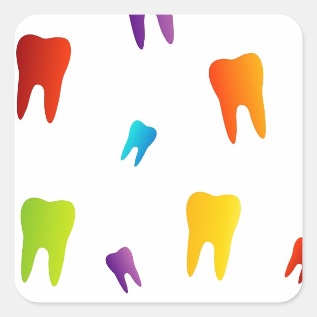 Colourful teeth square sticker (Front)