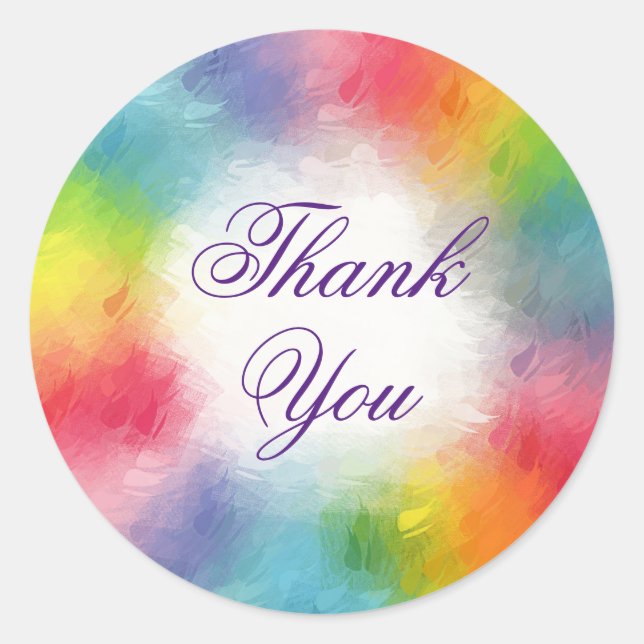 Colourful Template Handwritten Thank You Text Classic Round Sticker (Front)