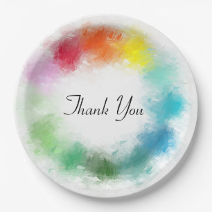 Colourful Template Modern Elegant Thank You Script Paper Plate