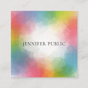 Colourful Template Modern Elegant Trendy Rainbow Square Business Card